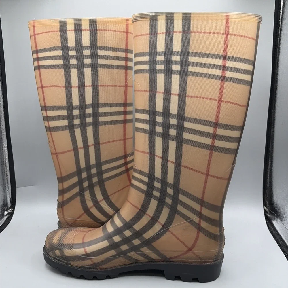 Burberry Rain Boots Womens US 6.5 EUR 40 nova check Plaid Tall wellington france